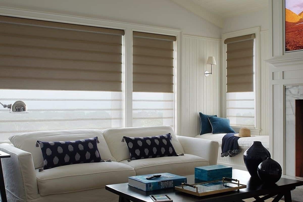 Budget for custom window treatments, Hunter Douglas, Vignette® Modern Roman Shades near Tacoma, Washington (WA)